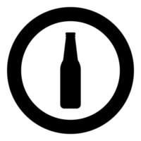 botella cerveza con vaso icono en circulo redondo negro color vector ilustración imagen sólido contorno estilo