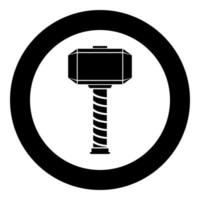 Thor's hammer Thor Mjolnir viking scandinavian mythology superhero norse weapon icon in circle round black color vector illustration image solid outline style