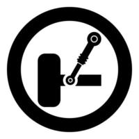 Wheel and shock absorber car suspension system auto service icon in circle round black color vector illustration image solid outline style