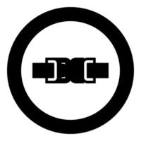 Buckle fastener clasp furniture for clothes system of fast snap join for backpack bag closed icon in circle round black color vector illustration image solid outline style