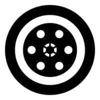 Drum of revolver russian roulette cylinder pistol handgun icon in circle round black color vector illustration image solid outline style