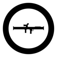 Tienda granada lanzacohetes bazuca pistola cohete sistema icono en circulo redondo negro color vector ilustración imagen sólido contorno estilo