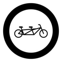 tándem bicicleta bicicleta icono en circulo redondo negro color vector ilustración imagen sólido contorno estilo