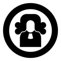 Judge lawyer jury avatar icon in circle round black color vector illustration image solid outline style