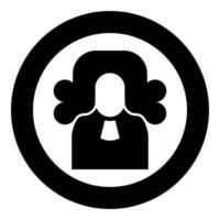 Judge lawyer jury avatar icon in circle round black color vector illustration image solid outline style