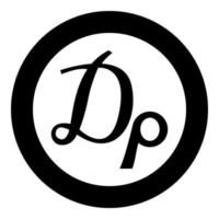 dracma símbolo Actual moneda Grecia firmar dinero grado monetario griego icono en circulo redondo negro color vector ilustración imagen sólido contorno estilo