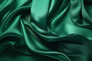 Smooth elegant green silk or satin texture can use as background. . photo