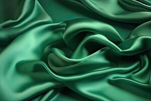 Smooth elegant green silk or satin texture can use as background. . photo