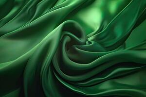 Smooth elegant green silk or satin texture can use as background. Generative Ai. photo