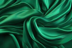 Smooth elegant green silk or satin texture can use as background. . photo