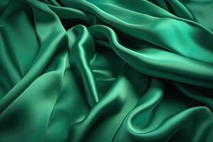 Smooth elegant green silk or satin texture can use as background. . photo