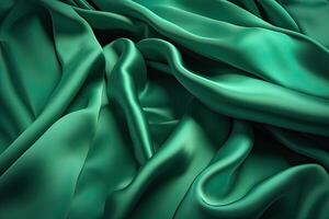 Smooth elegant green silk or satin texture can use as background. . photo