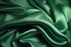 Smooth elegant green silk or satin texture can use as background. . photo