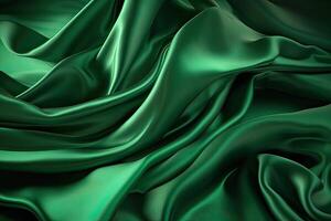 Smooth elegant green silk or satin texture can use as background. Generative Ai. photo