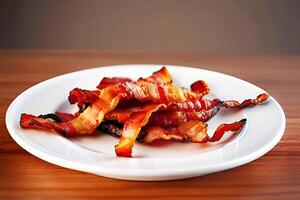 deep fried bacon on a dish, Generative AI photo