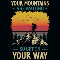 Mountain hiking graphics tshirt design vector