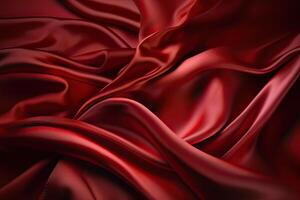 Close-up texture of natural red or pink fabric or cloth in same color. Fabric texture of natural cotton, silk or wool, or linen textile material. Red canvas. . photo