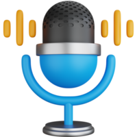 3D Icon Illustration Podcast Microphone With Sound Waves png