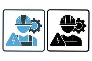 Electrical engineering icon illustration. electrical worker, icon related to industry, manufacturing. Solid icon style. Simple vector design editable