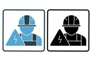 Electrical engineering icon illustration. electrical worker, icon related to industry, manufacturing. Solid icon style. Simple vector design editable