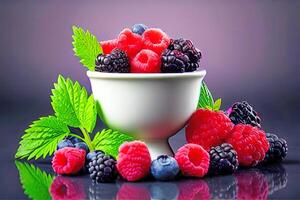 Mix berry in a bowl, photo