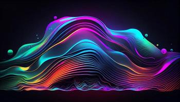 Holographic Neon Fluid Waves. Generate Ai. photo