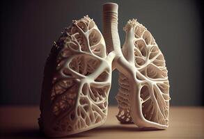 Human Lung model illness, Lung cancer and lung disease. Generate Ai. photo