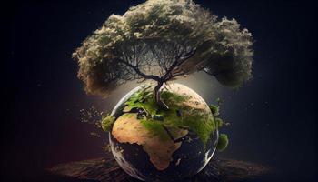Planet Earth. Celebrate Arbor Day. Generate Ai. photo