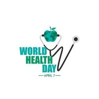 World Health Day Concept. Heart and stethoscope vector design. Vector illustration