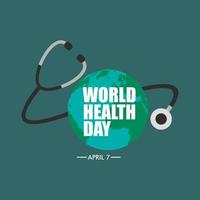 The shadow of a happy family can be seen in the wire of the stethoscope, it's represent World Health Day. vector