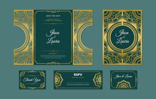 plantilla de invitación de boda cortada con láser vector