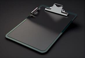 3D clipboard on dark background. 3d render illustration . Generate Ai. photo