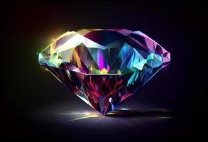 colorful of diamond isolated on dark background. Generate Ai. photo