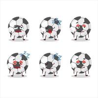 dibujos animados personaje de fútbol pelota con soñoliento expresión vector