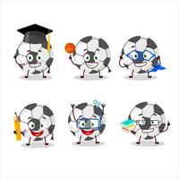 School student of soccer ball cartoon character with various expressions vector