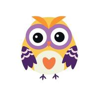 Bright owl on a white background. Vector isolated icon