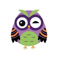 Bright owl on a white background. Vector isolated icon