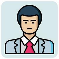 Filled outline profession icon for Businessman. vector