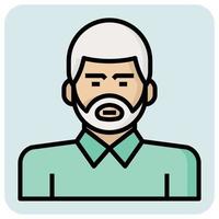 Filled outline profession icon for Old man. vector