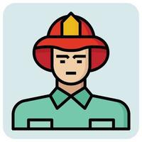 Filled outline profession icon for Worker. vector