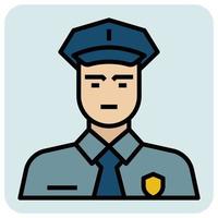 Filled outline profession icon for Police man. vector