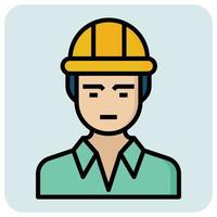 Filled outline profession icon for Engineer. vector