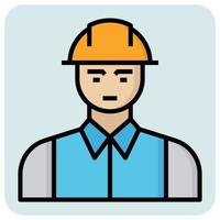 Filled outline profession icon for Engineer. vector