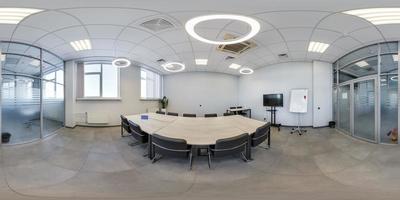 full spherical hdri seamless hdri 360 panorama in interior of empty conference hall for business meeting in equirectangular projection. AR VR content photo