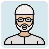 Filled outline profession icon for Muslim man. vector