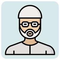 Filled outline profession icon for Muslim man. vector