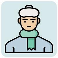 Filled outline profession icon for Cold man. vector