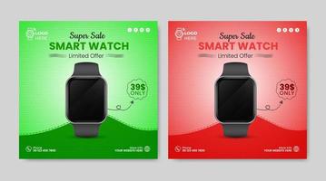 Smart watch banner ads social media post design template vector