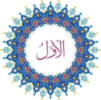 Al Awwal 99 names of Allah with Meaning and Explanation vector