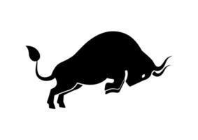 Black Bull Silhouette Clipart Vector on White Background